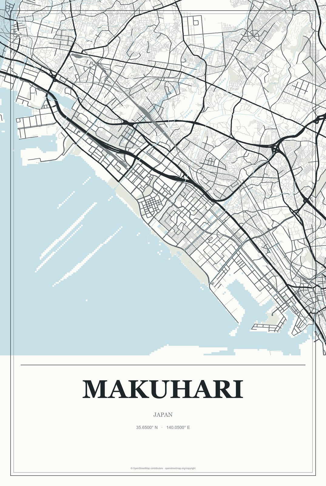Makuhari, Japan City Map Aluminum Sign in Gallery Air style