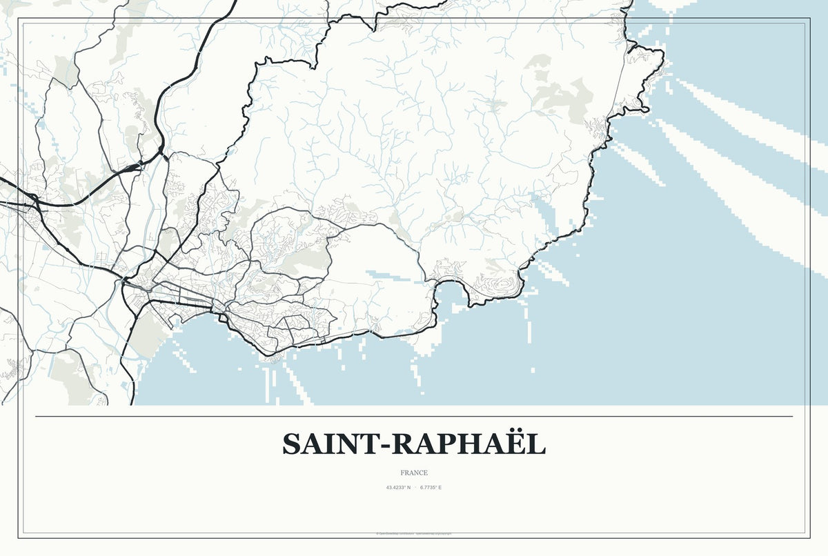 Saint-Raphaël, France City Map Aluminum Sign in Gallery Air style