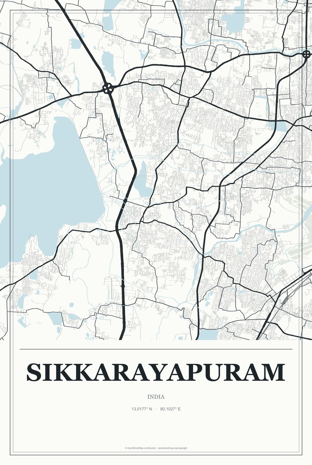Sikkarayapuram, India City Map Aluminum Sign in Gallery Air style