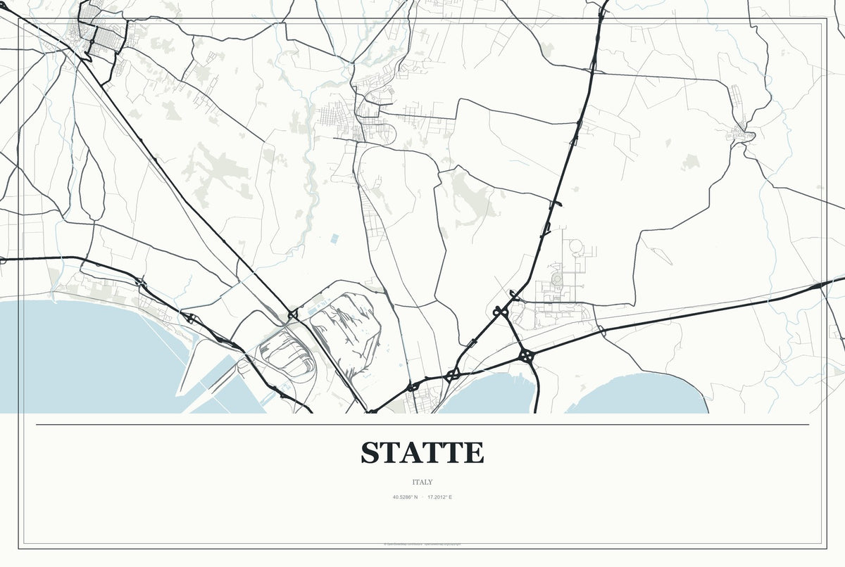 Statte, Italy City Map Aluminum Sign in Gallery Air style