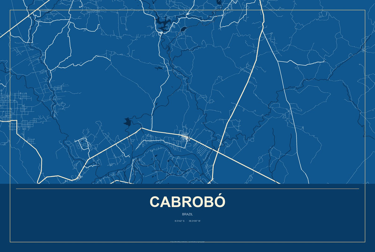 Cabrobó, Brazil City Map Aluminum Sign in Harbor Cobalt style