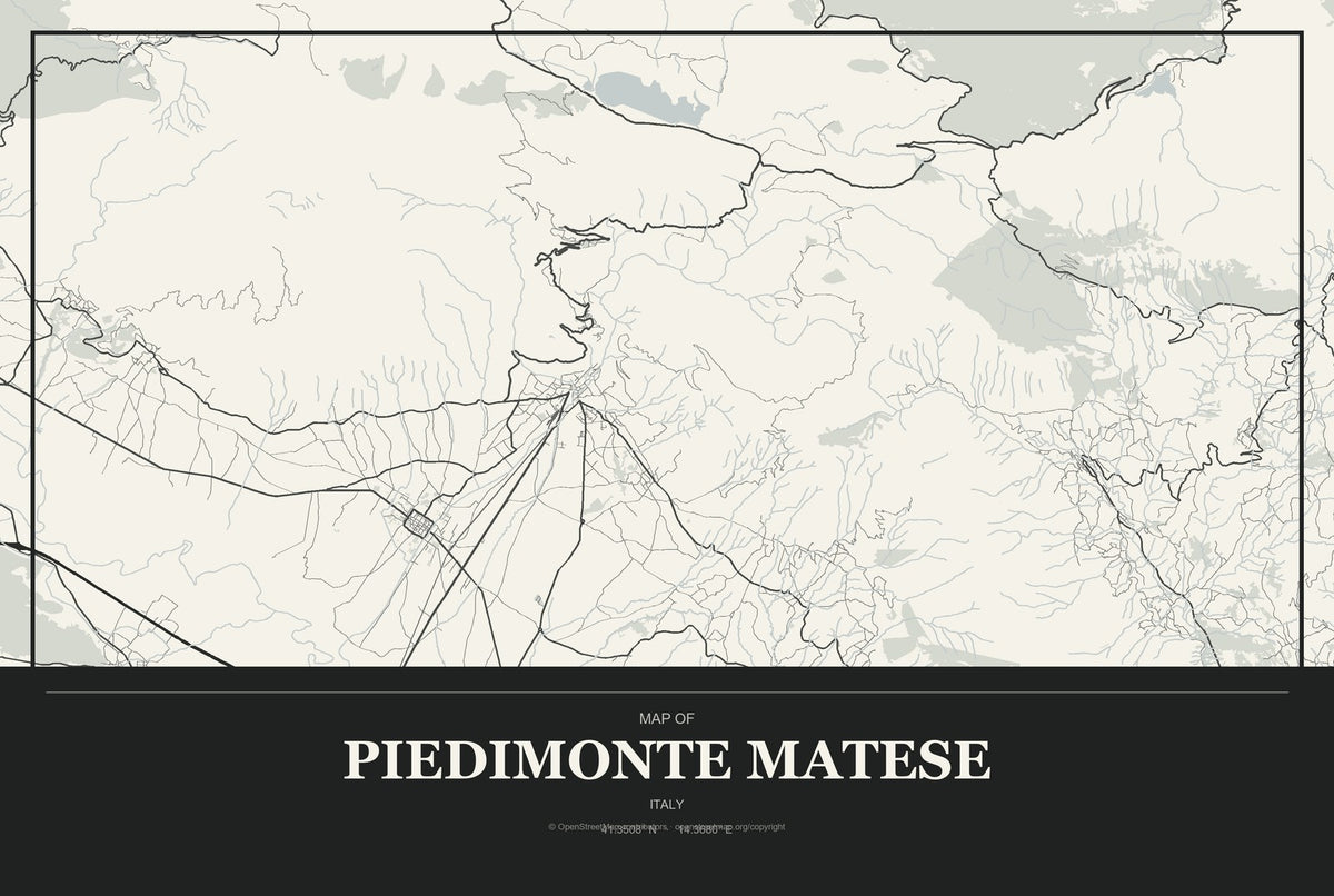 Piedimonte Matese, Italy City Map Aluminum Sign in Museum Plaque style