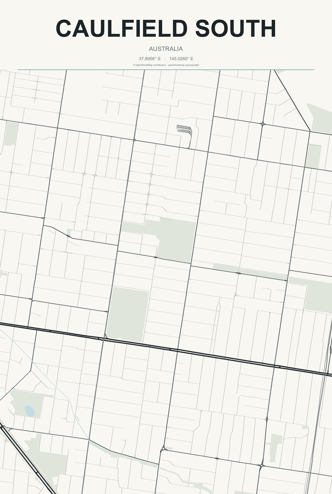 Caulfield South, Australia City Map Aluminum Sign in Headline Atlas style