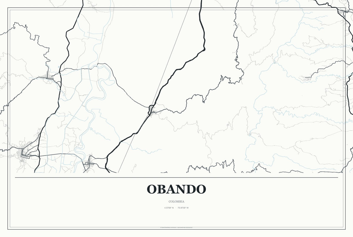 Obando, Colombia City Map Aluminum Sign in Gallery Air style