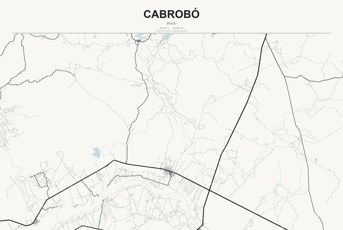 Cabrobó, Brazil City Map Aluminum Sign in Headline Atlas style