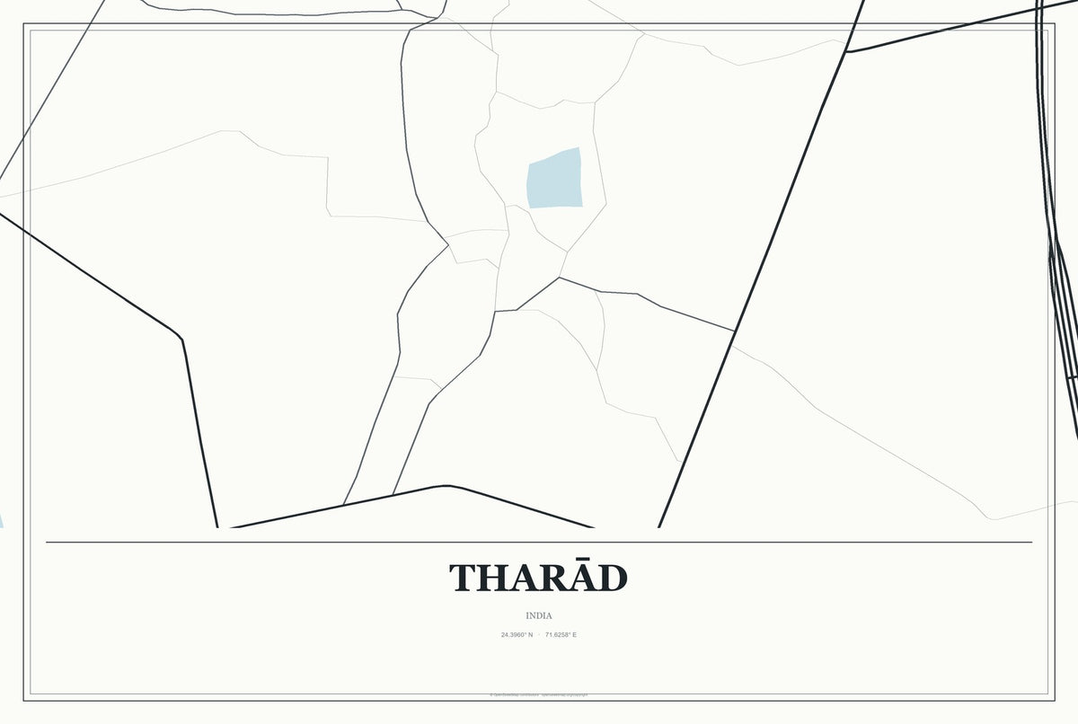 Tharād, India City Map Aluminum Sign in Gallery Air style