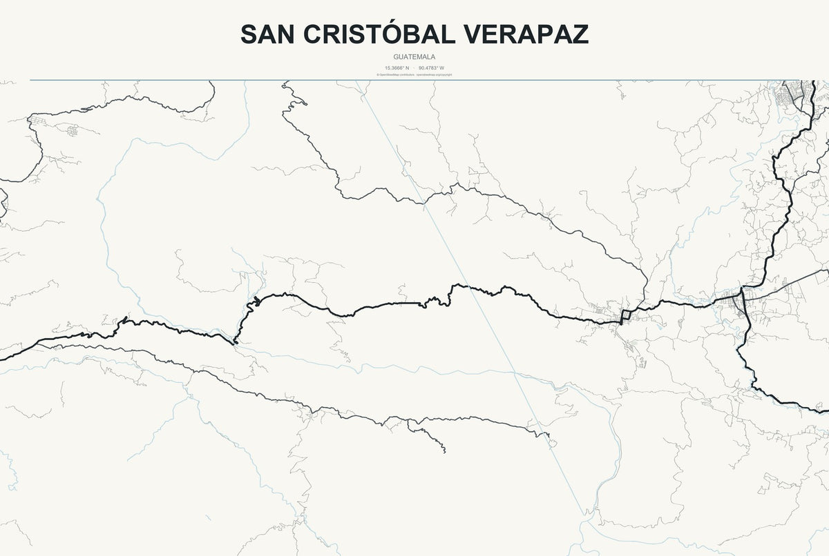 San Cristóbal Verapaz, Guatemala City Map Aluminum Sign in Headline Atlas style