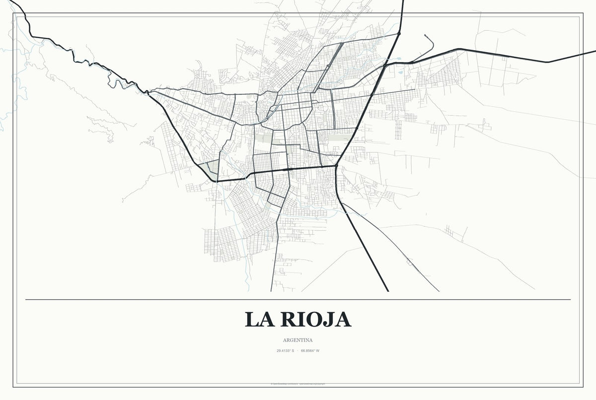 La Rioja, Argentina City Map Aluminum Sign in Gallery Air style