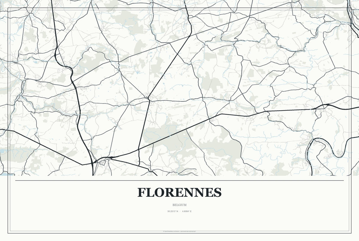 Florennes, Belgium City Map Aluminum Sign in Gallery Air style