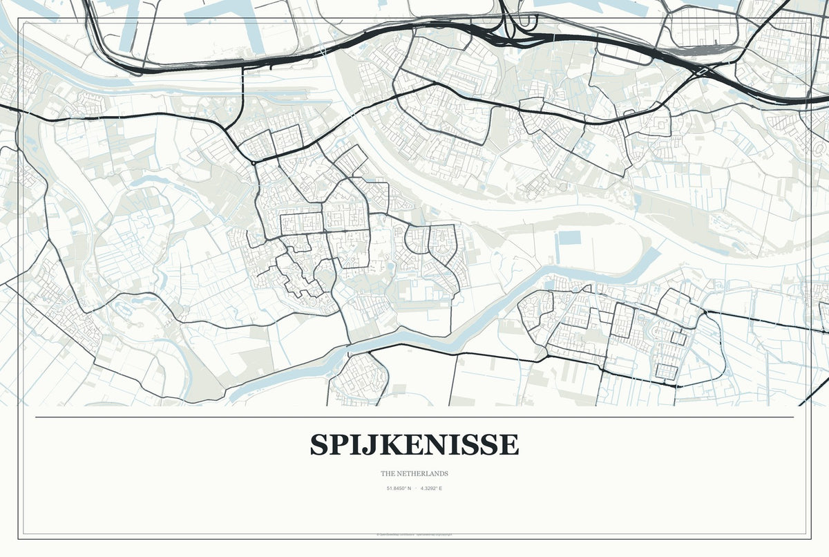 Spijkenisse, The Netherlands City Map Aluminum Sign in Gallery Air style