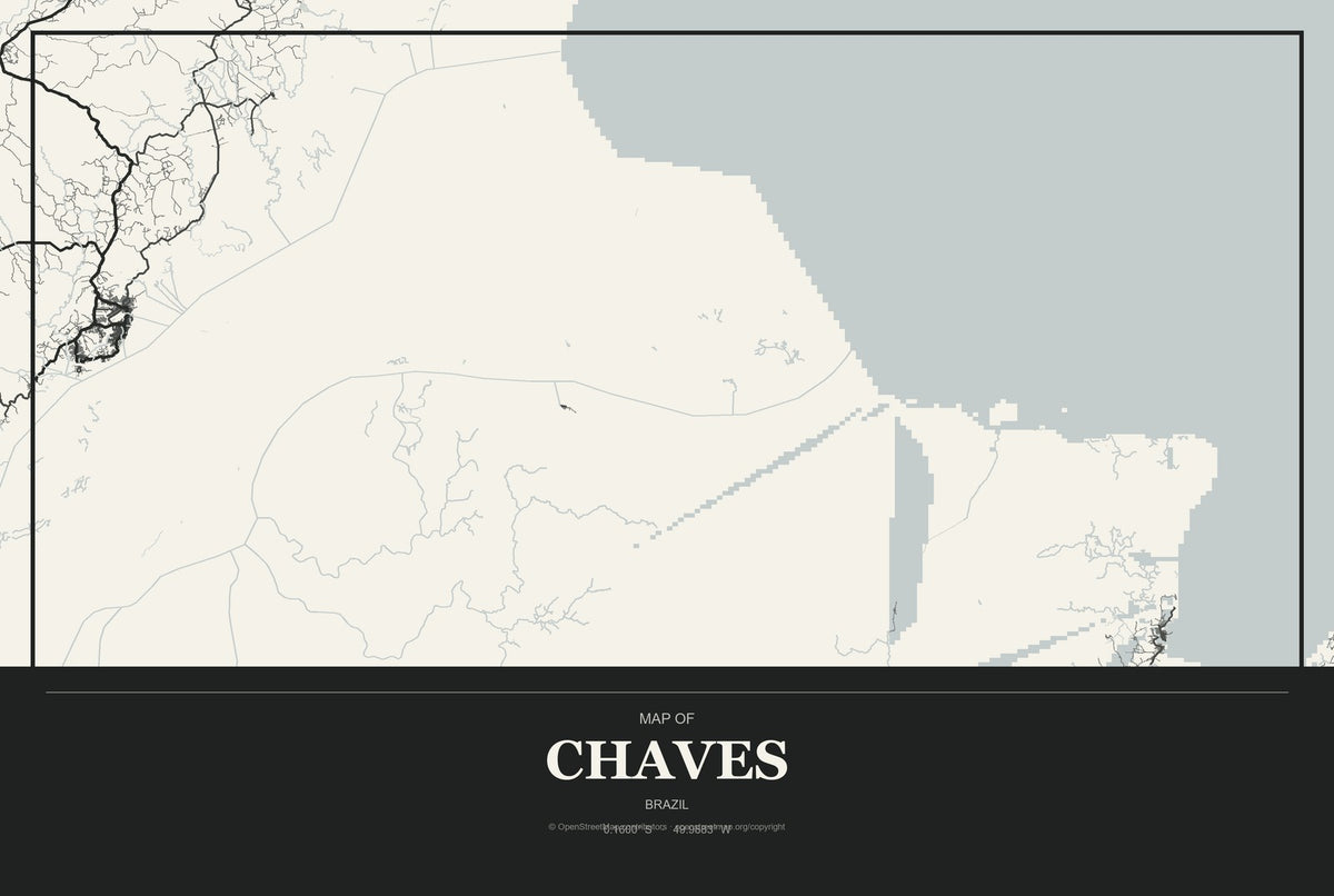 Chaves, Brazil City Map Aluminum Sign in Museum Plaque style