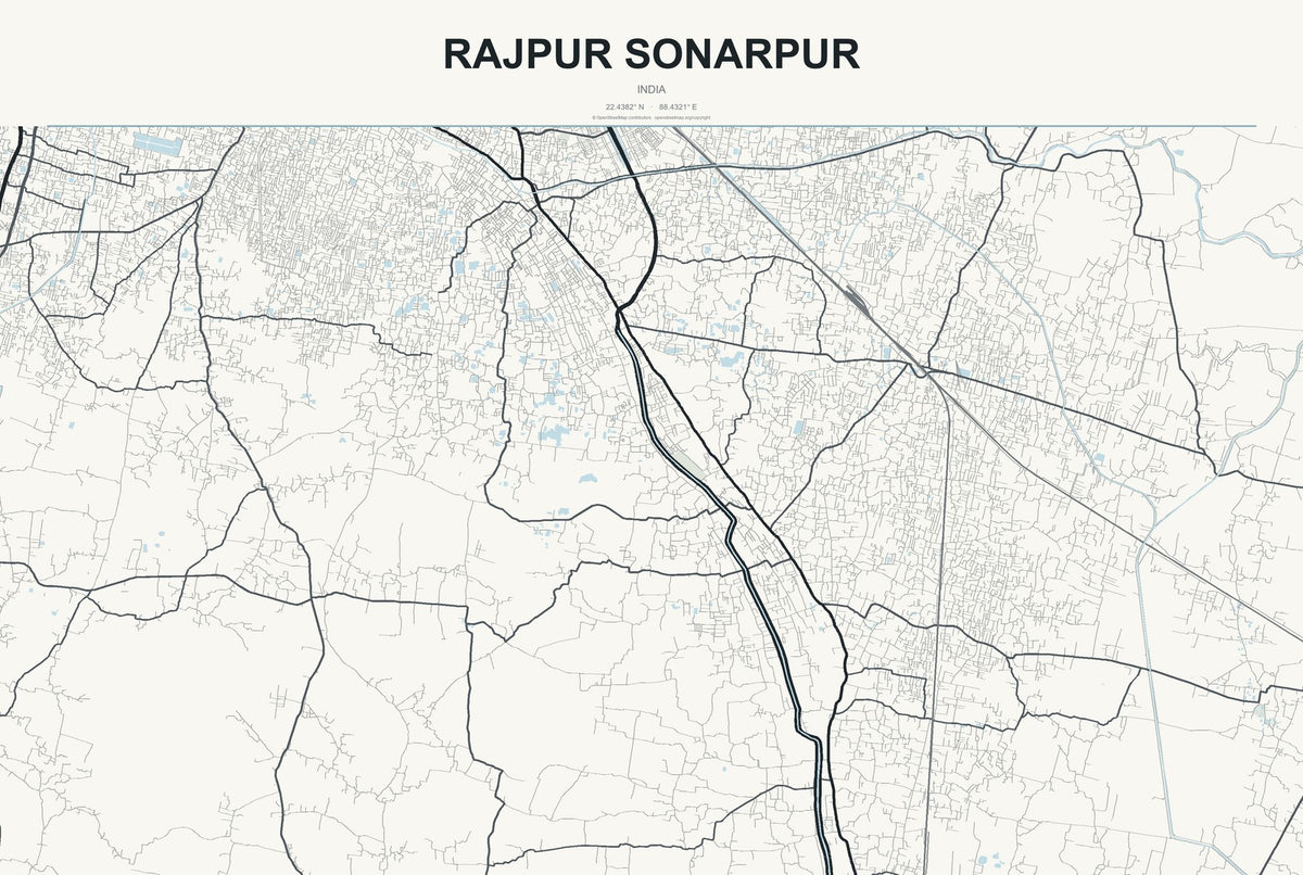 Rajpur Sonarpur, India City Map Aluminum Sign in Headline Atlas style