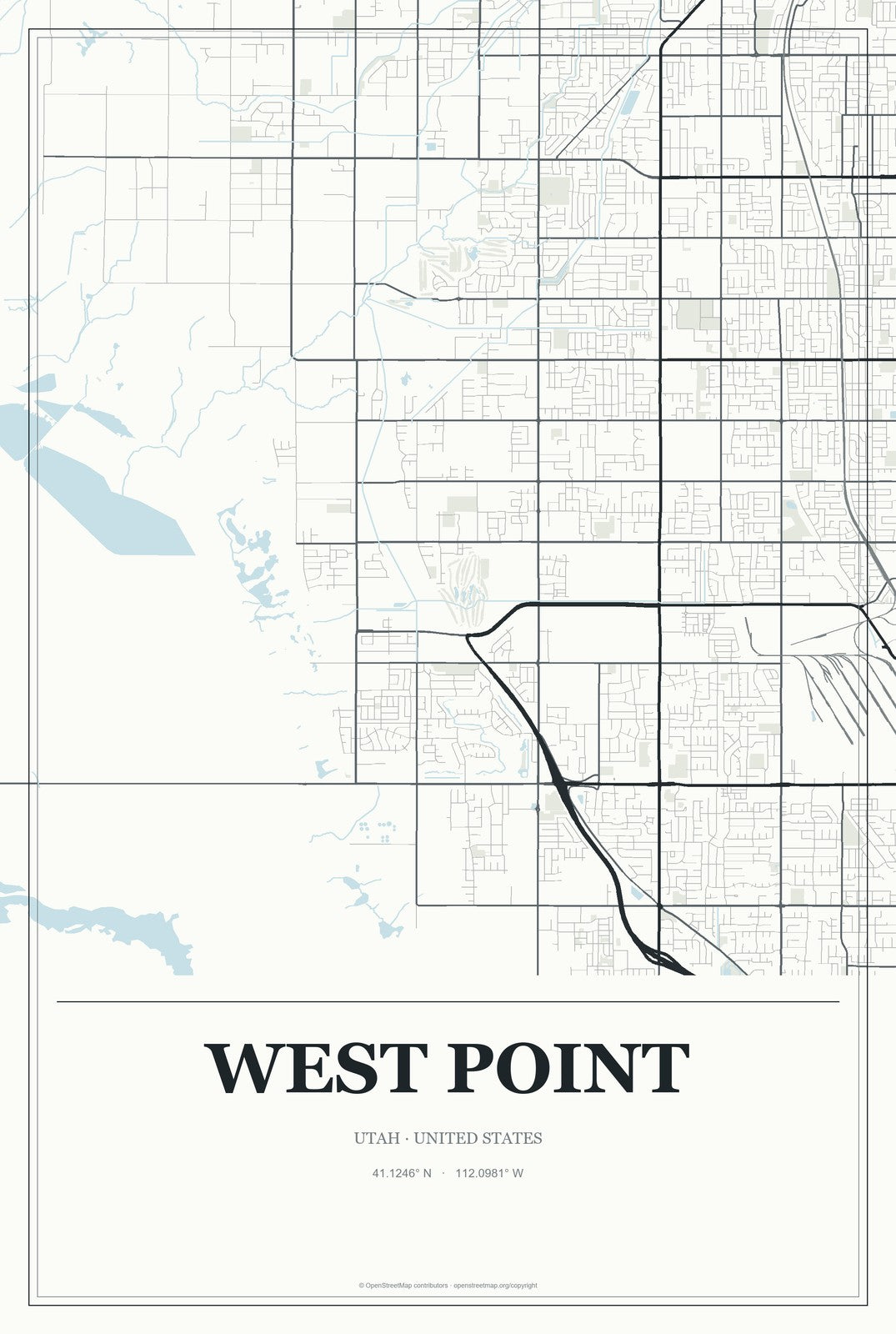 West Point, Utah City Map Aluminum Sign in Gallery Air style