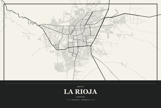 La Rioja, Argentina City Map Aluminum Sign in Museum Plaque style