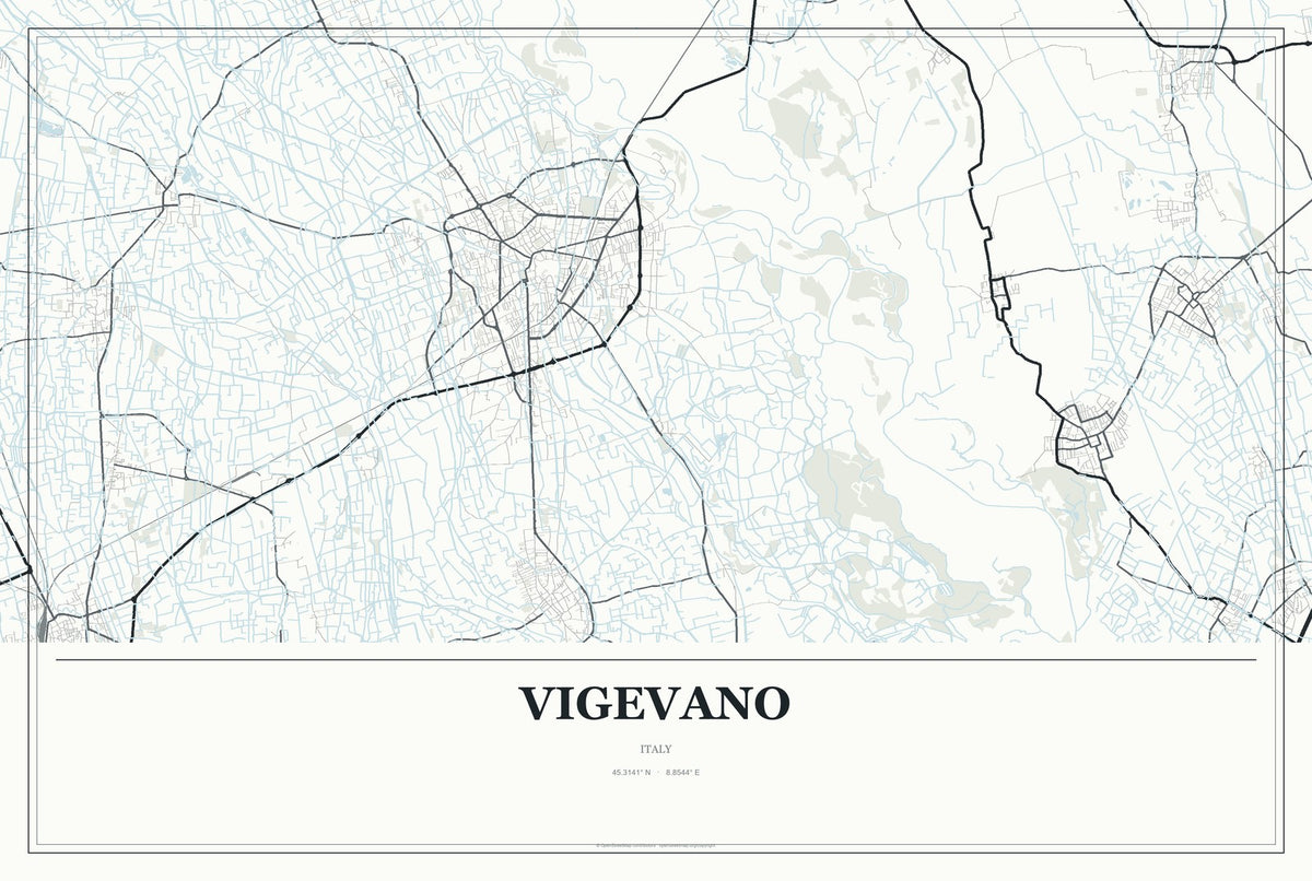 Vigevano, Italy City Map Aluminum Sign in Gallery Air style