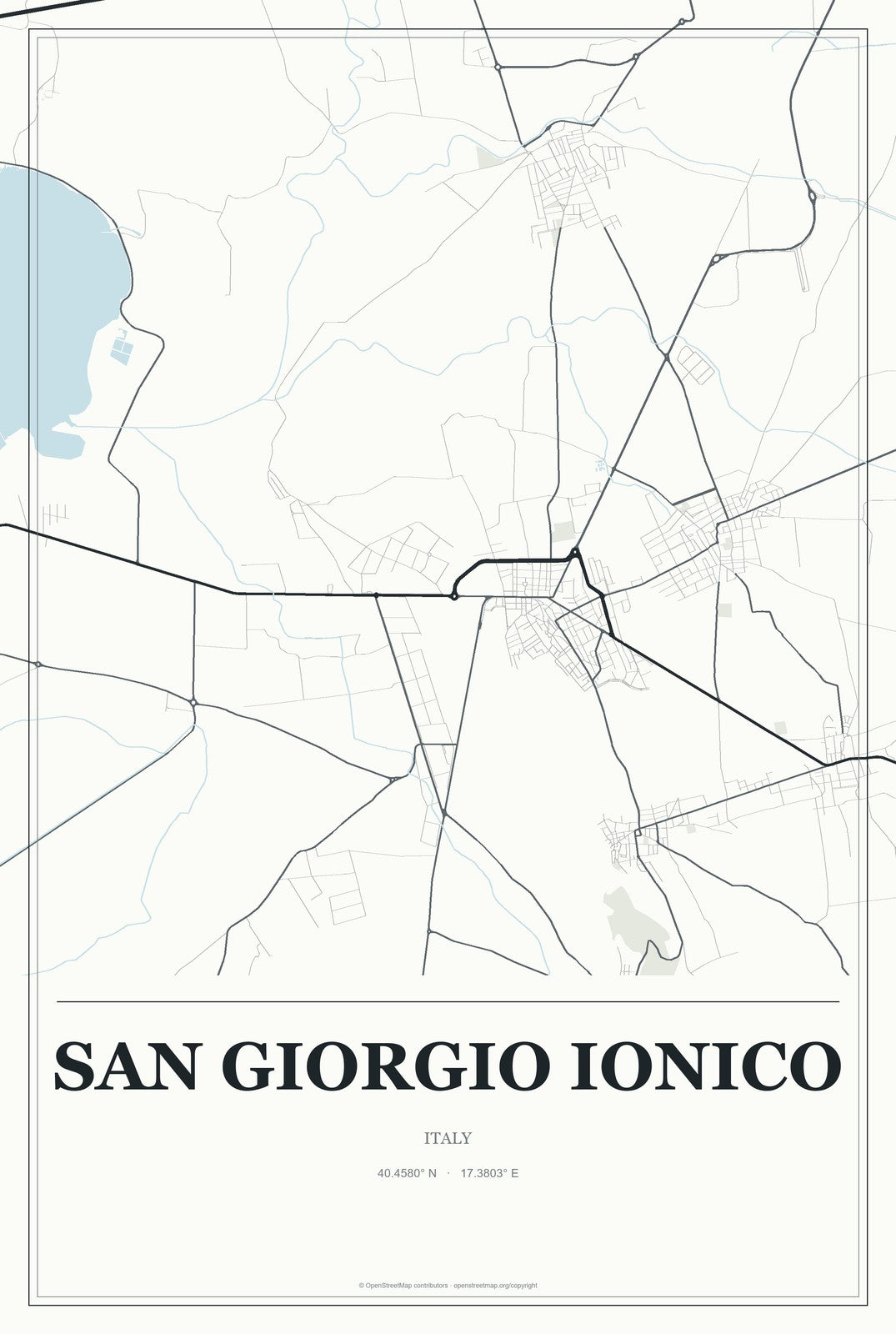 San Giorgio Ionico, Italy City Map Aluminum Sign in Gallery Air style
