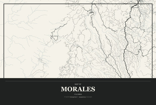 Morales, Bolívar, Colombia City Map Aluminum Sign in Museum Plaque style
