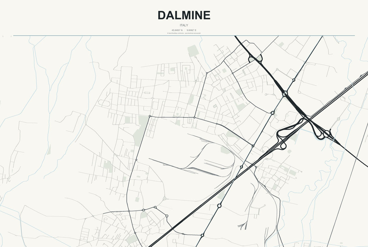 Dalmine, Italy City Map Aluminum Sign in Headline Atlas style