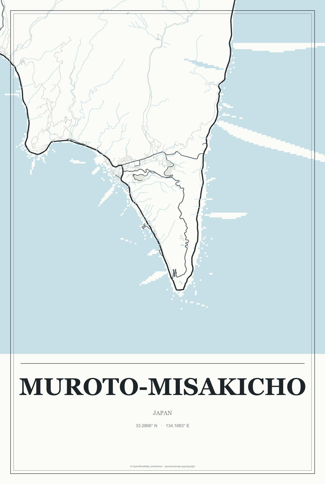 Muroto-misakicho, Japan City Map Aluminum Sign in Gallery Air style