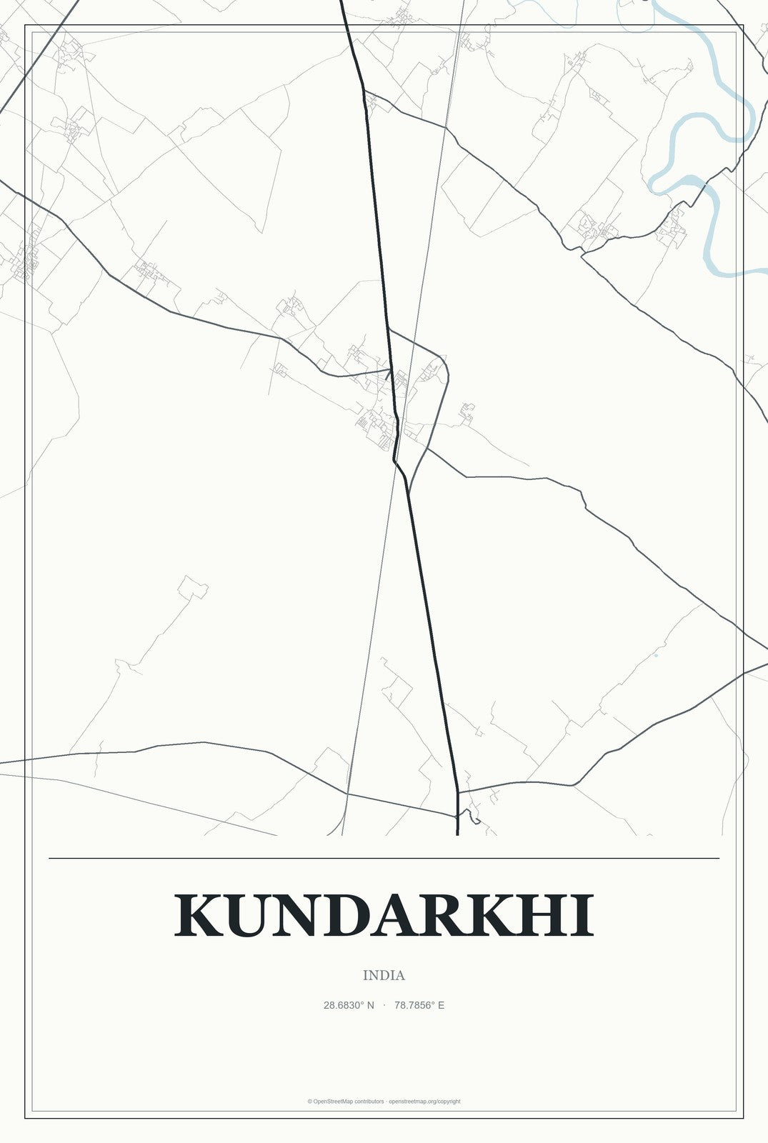 Kundarkhi, India City Map Aluminum Sign in Gallery Air style