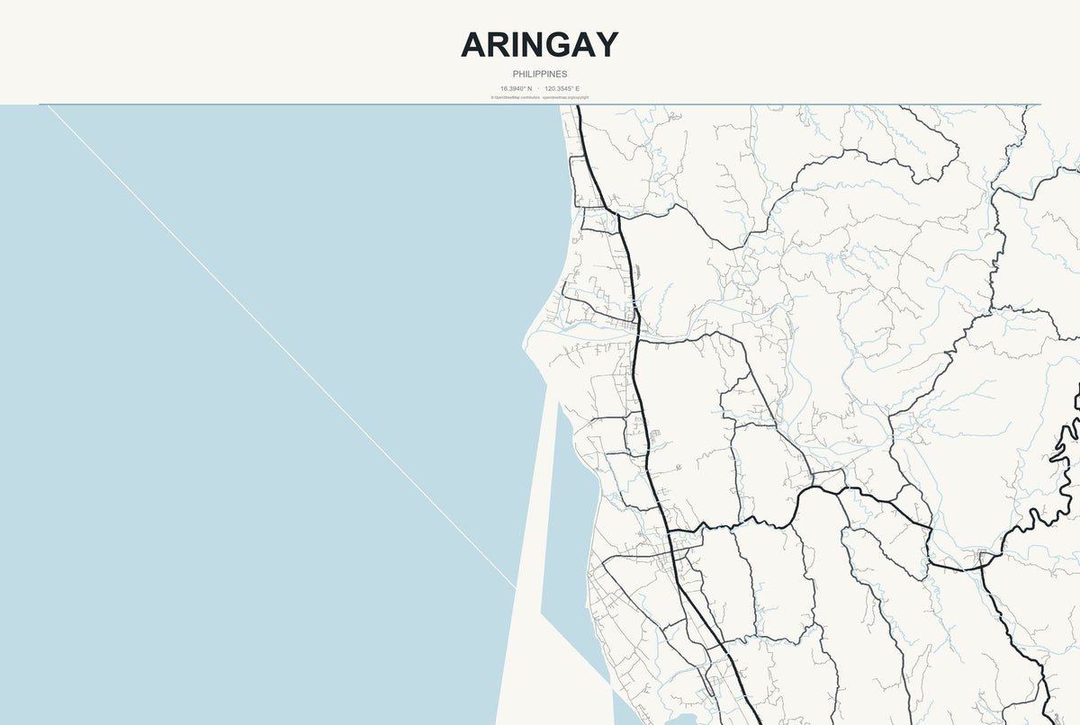 Aringay, Philippines City Map Aluminum Sign in Headline Atlas style