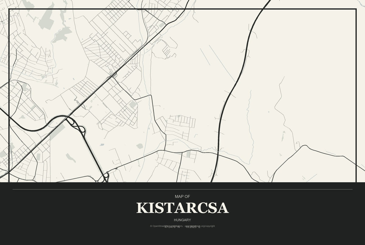 Kistarcsa, Hungary City Map Aluminum Sign in Museum Plaque style