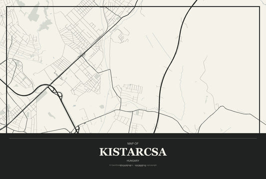 Kistarcsa, Hungary City Map Aluminum Sign in Museum Plaque style