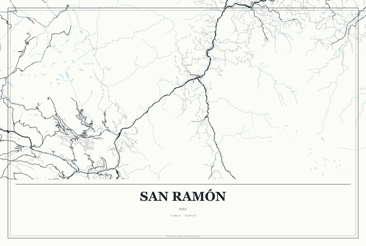 San Ramón, Peru City Map Aluminum Sign in Gallery Air style