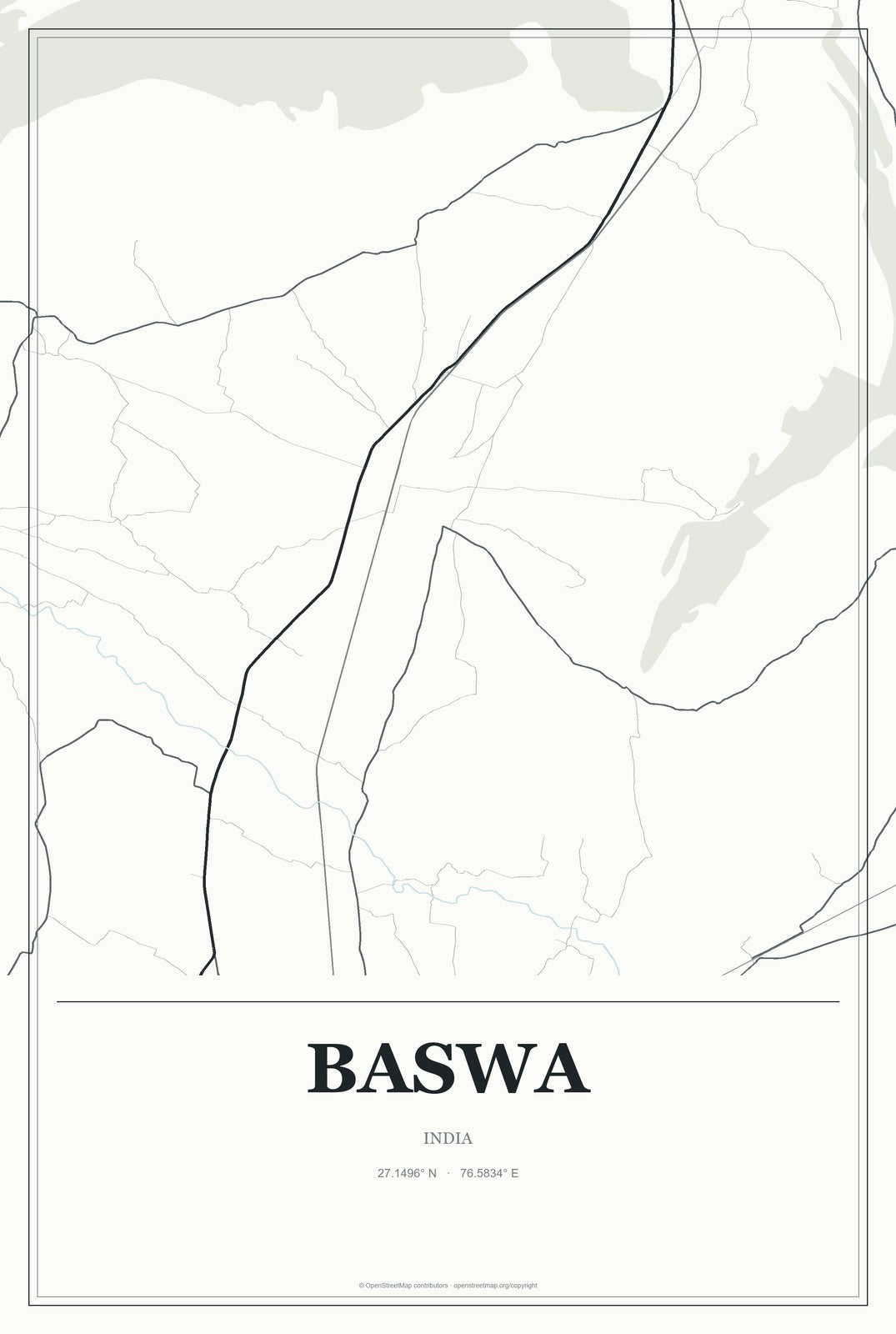Baswa, India City Map Aluminum Sign in Gallery Air style