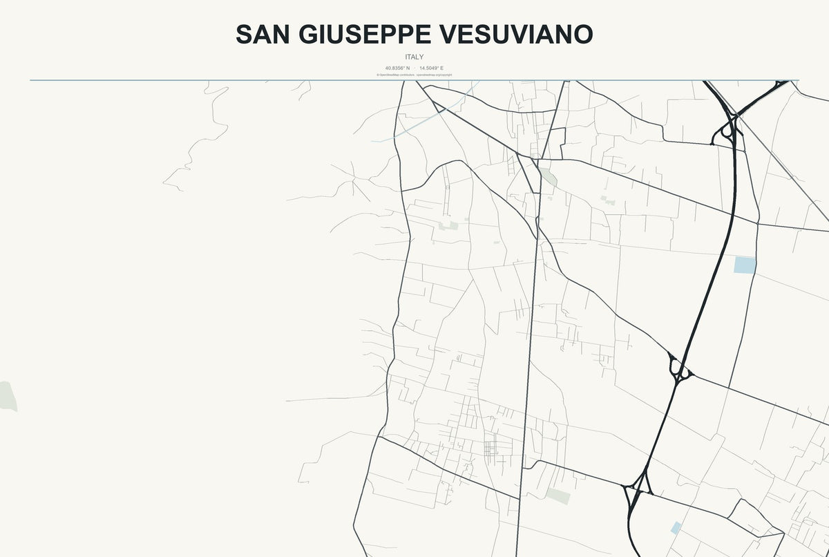 San Giuseppe Vesuviano, Italy City Map Aluminum Sign in Headline Atlas style