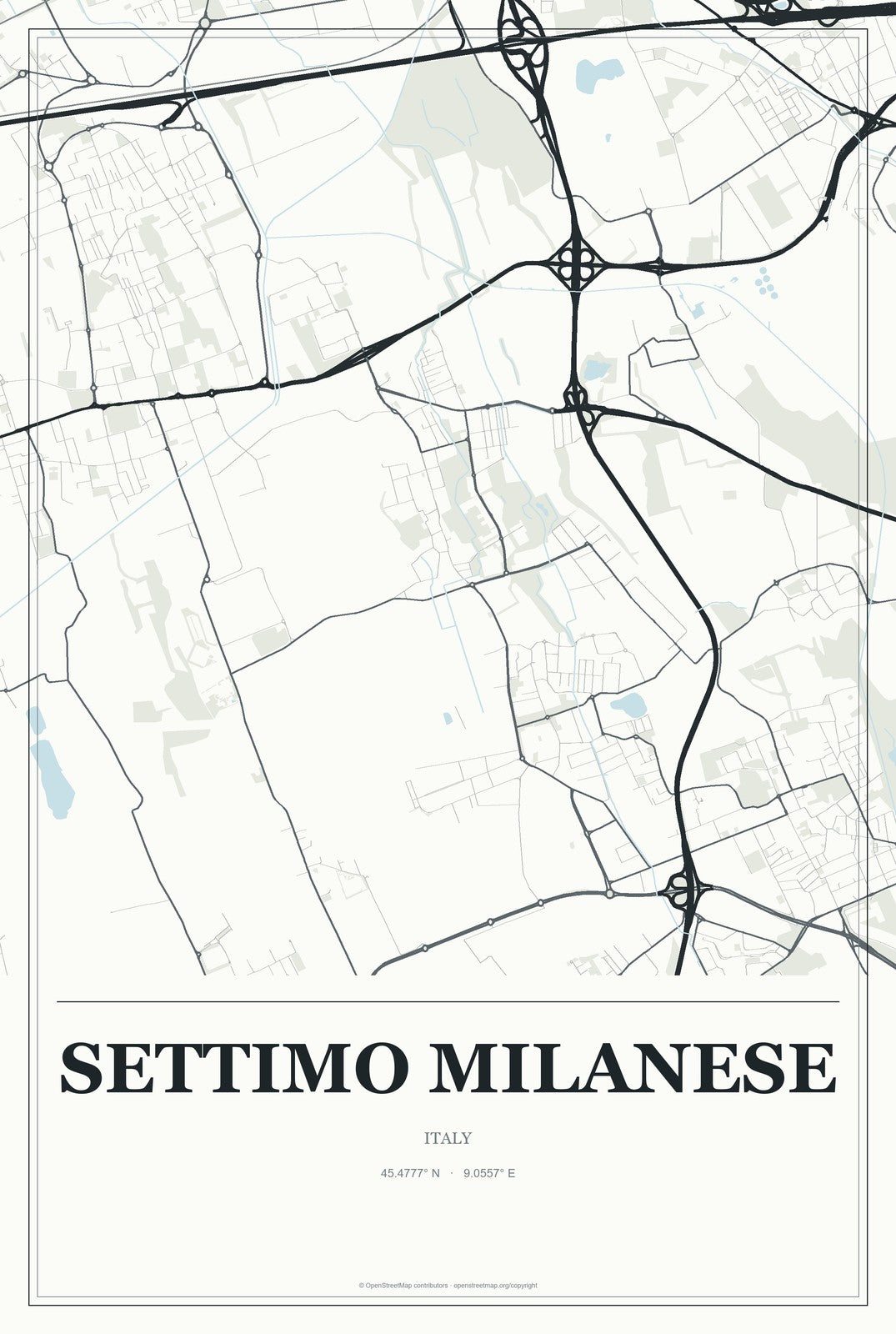 Settimo Milanese, Italy City Map Aluminum Sign in Gallery Air style