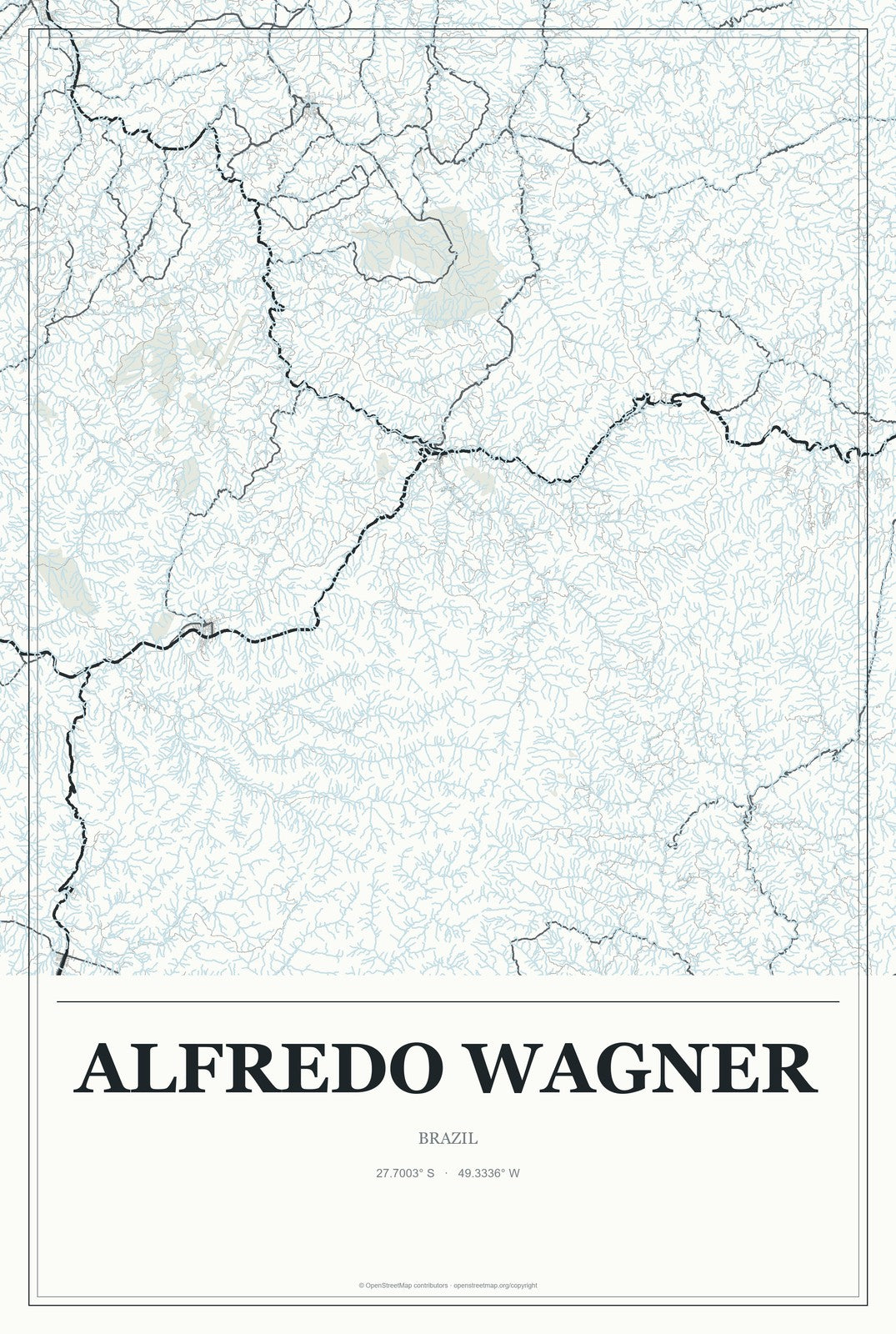 Alfredo Wagner, Brazil City Map Aluminum Sign in Gallery Air style