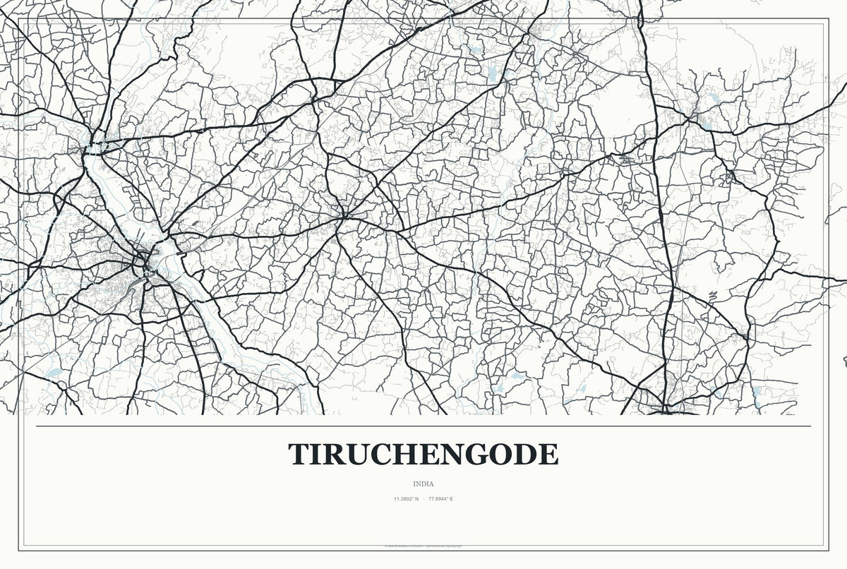 Tiruchengode, India City Map Aluminum Sign in Gallery Air style