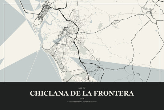 Chiclana de la Frontera, Spain City Map Aluminum Sign in Museum Plaque style