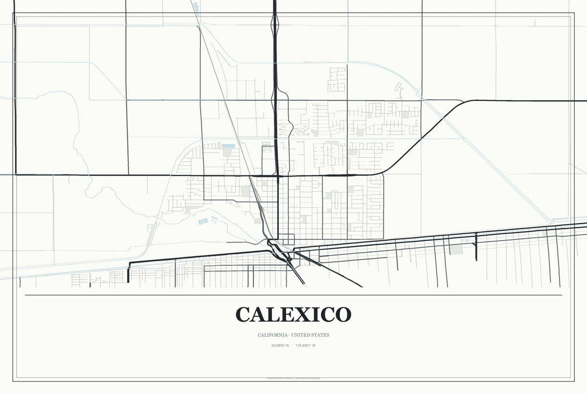 Calexico, California City Map Aluminum Sign in Gallery Air style