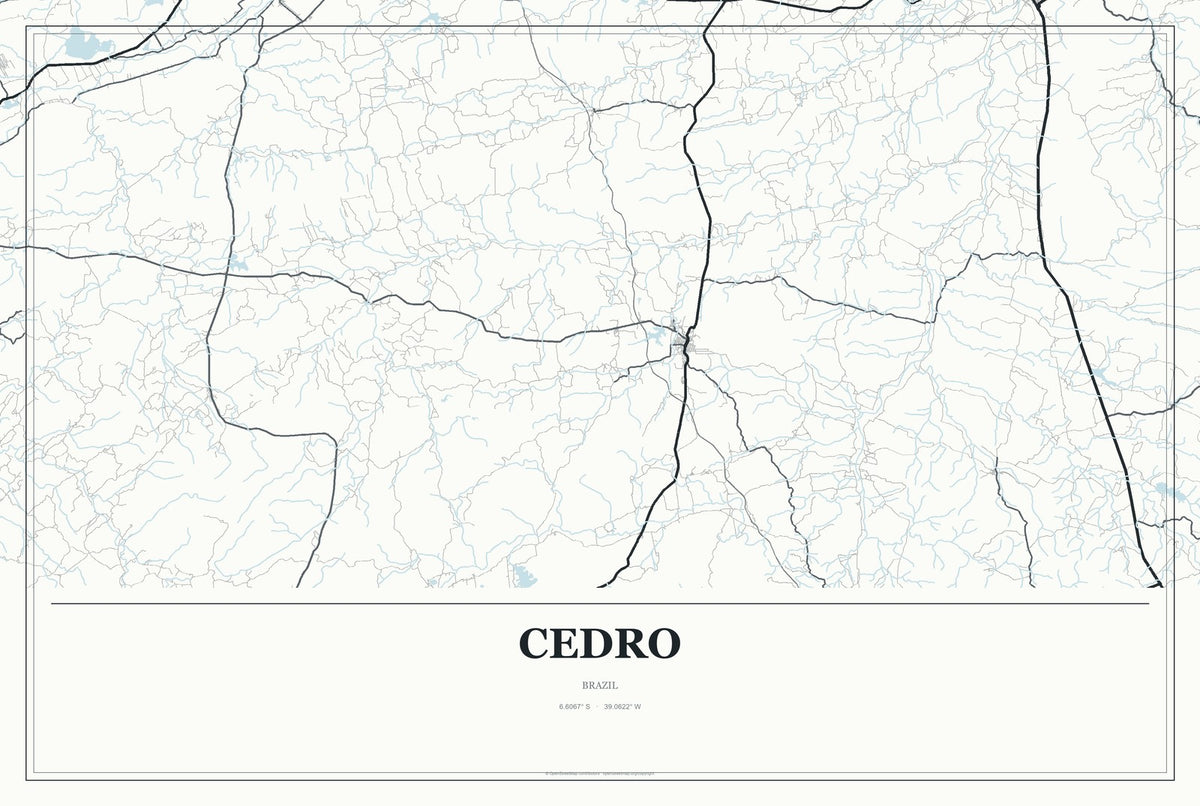 Cedro, Pernambuco, Brazil City Map Aluminum Sign in Gallery Air style