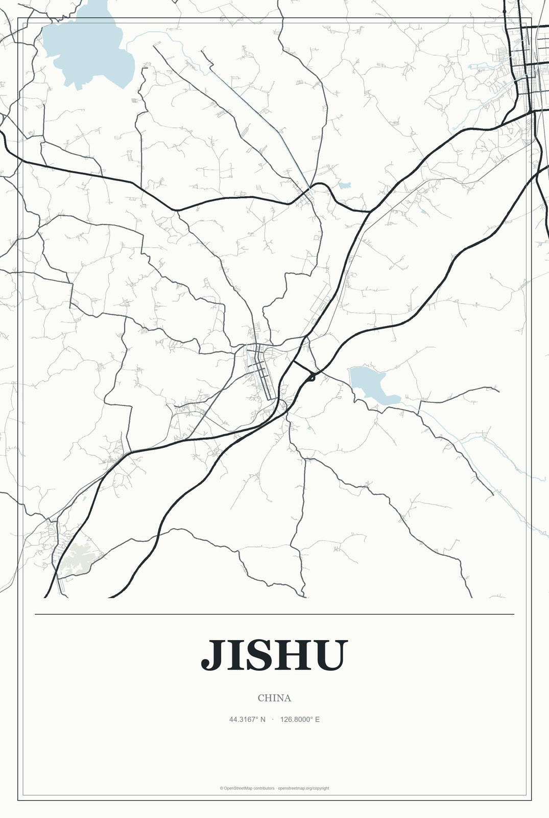 Jishu, China City Map Aluminum Sign in Gallery Air style