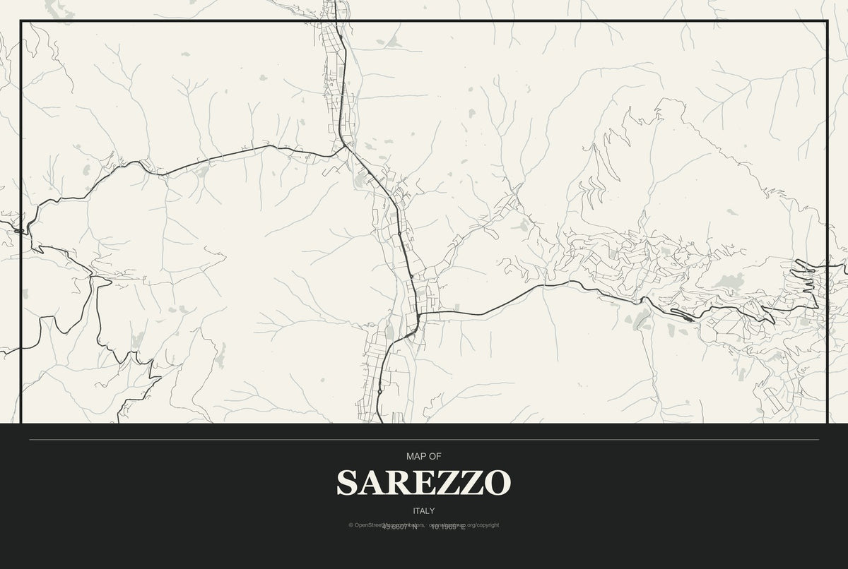Sarezzo, Italy City Map Aluminum Sign in Museum Plaque style