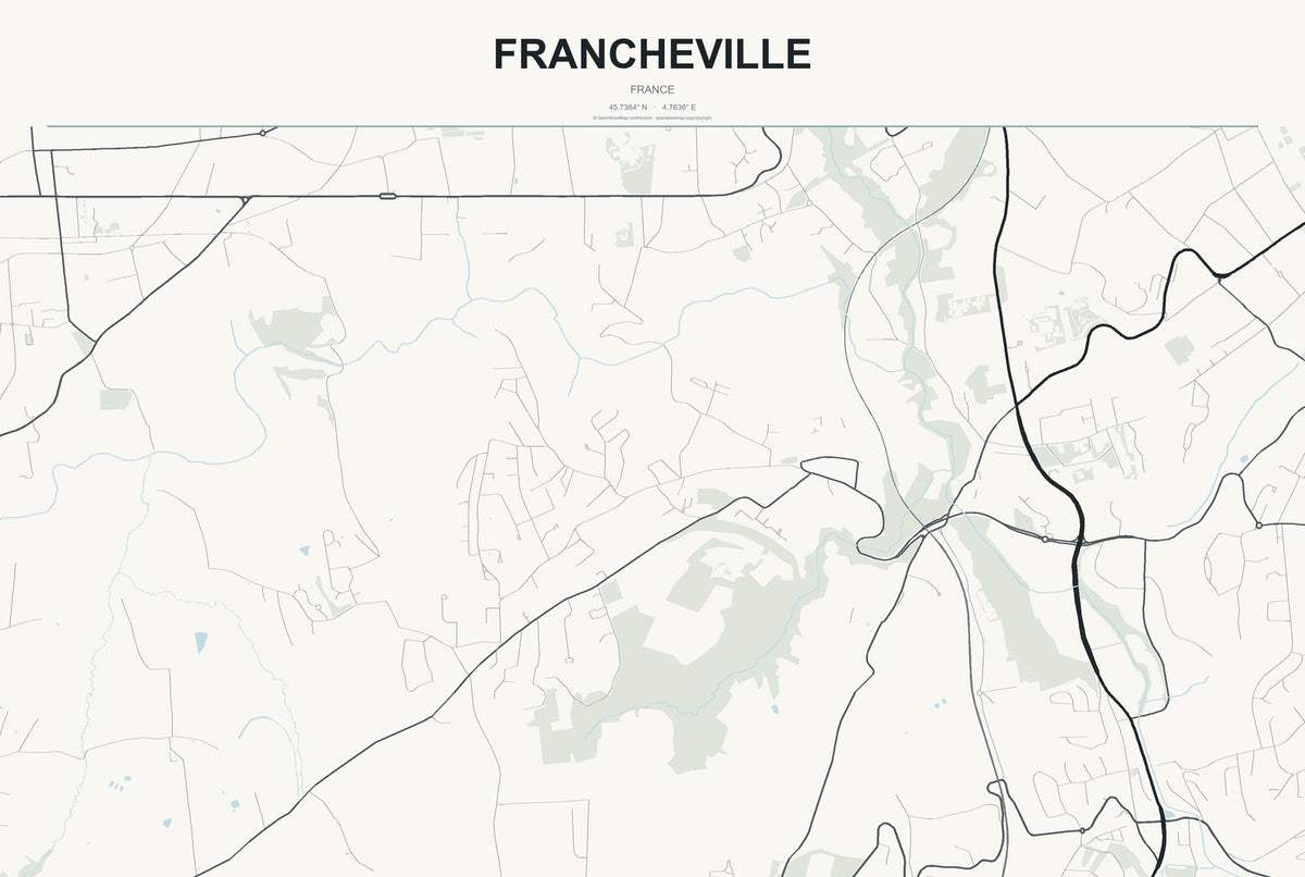 Francheville, France City Map Aluminum Sign in Headline Atlas style