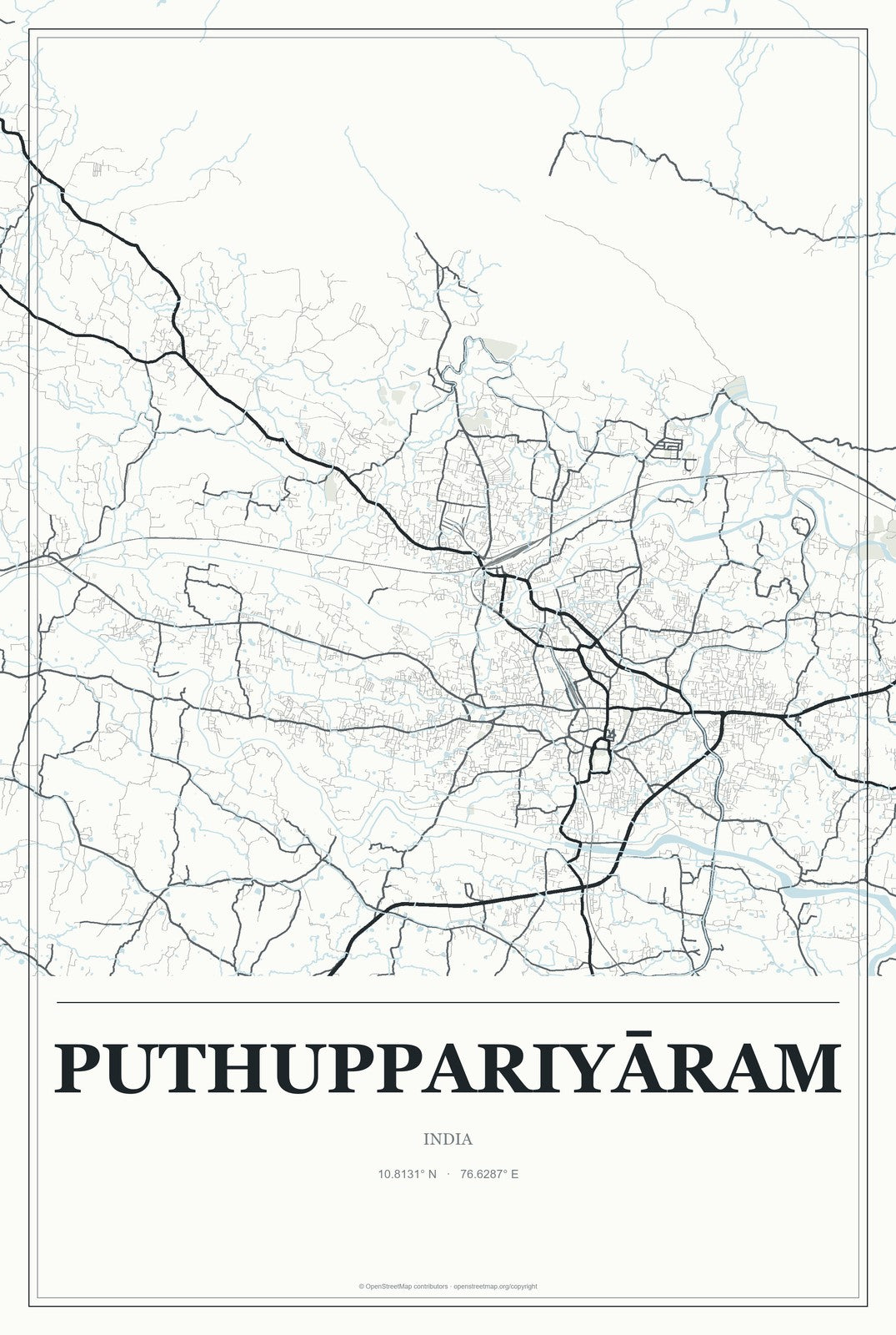 Puthuppariyāram, India City Map Aluminum Sign in Gallery Air style