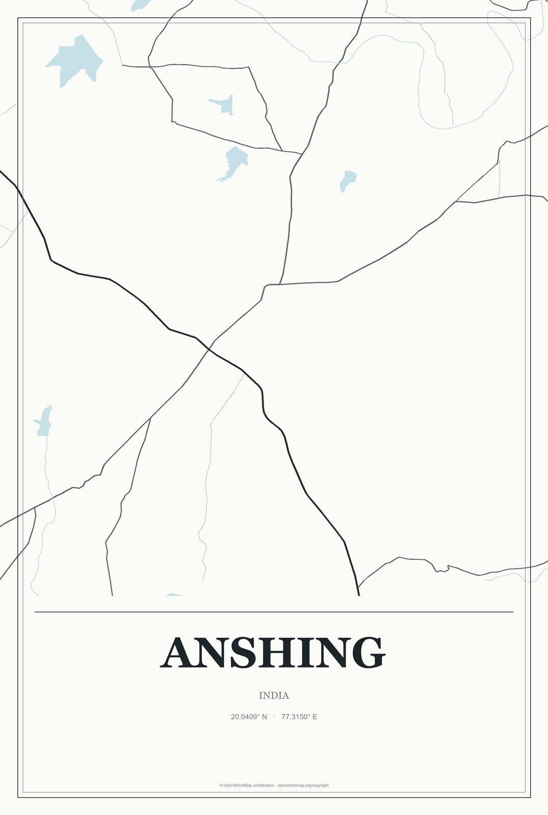 Anshing, India City Map Aluminum Sign in Gallery Air style