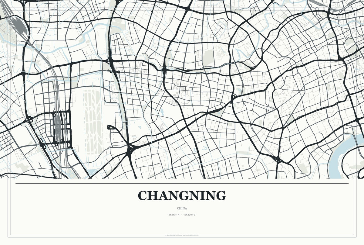 Changning, Sichuan, China City Map Aluminum Sign in Gallery Air style