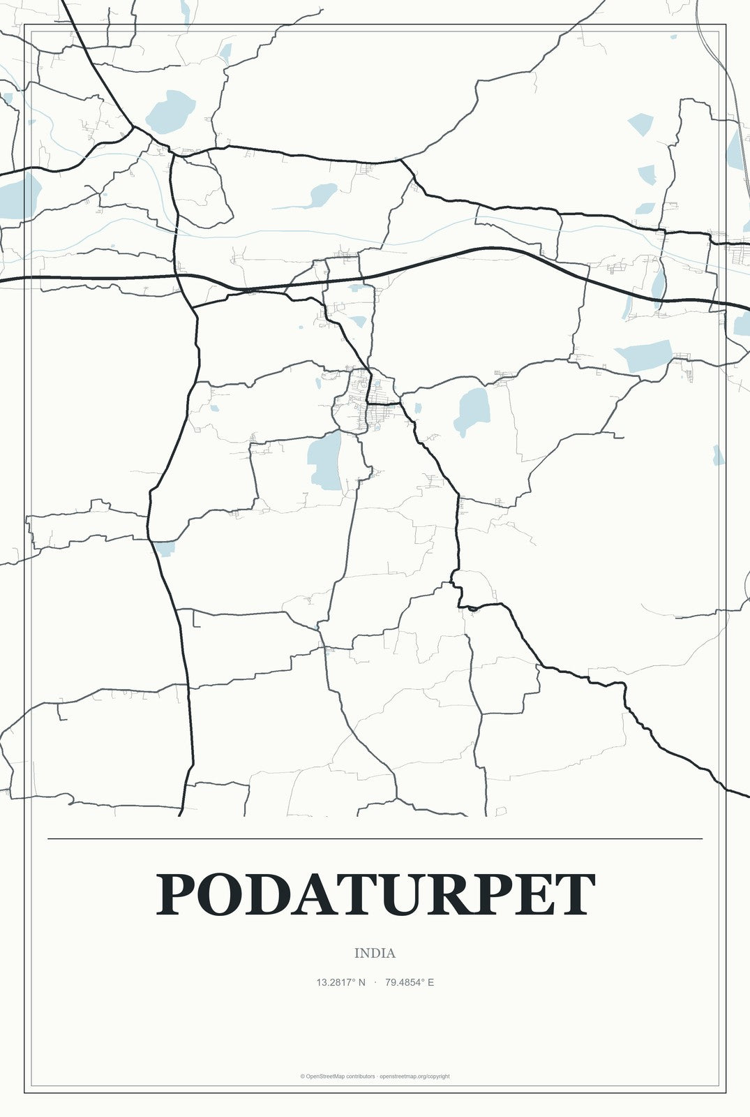 Podaturpet, India City Map Aluminum Sign in Gallery Air style