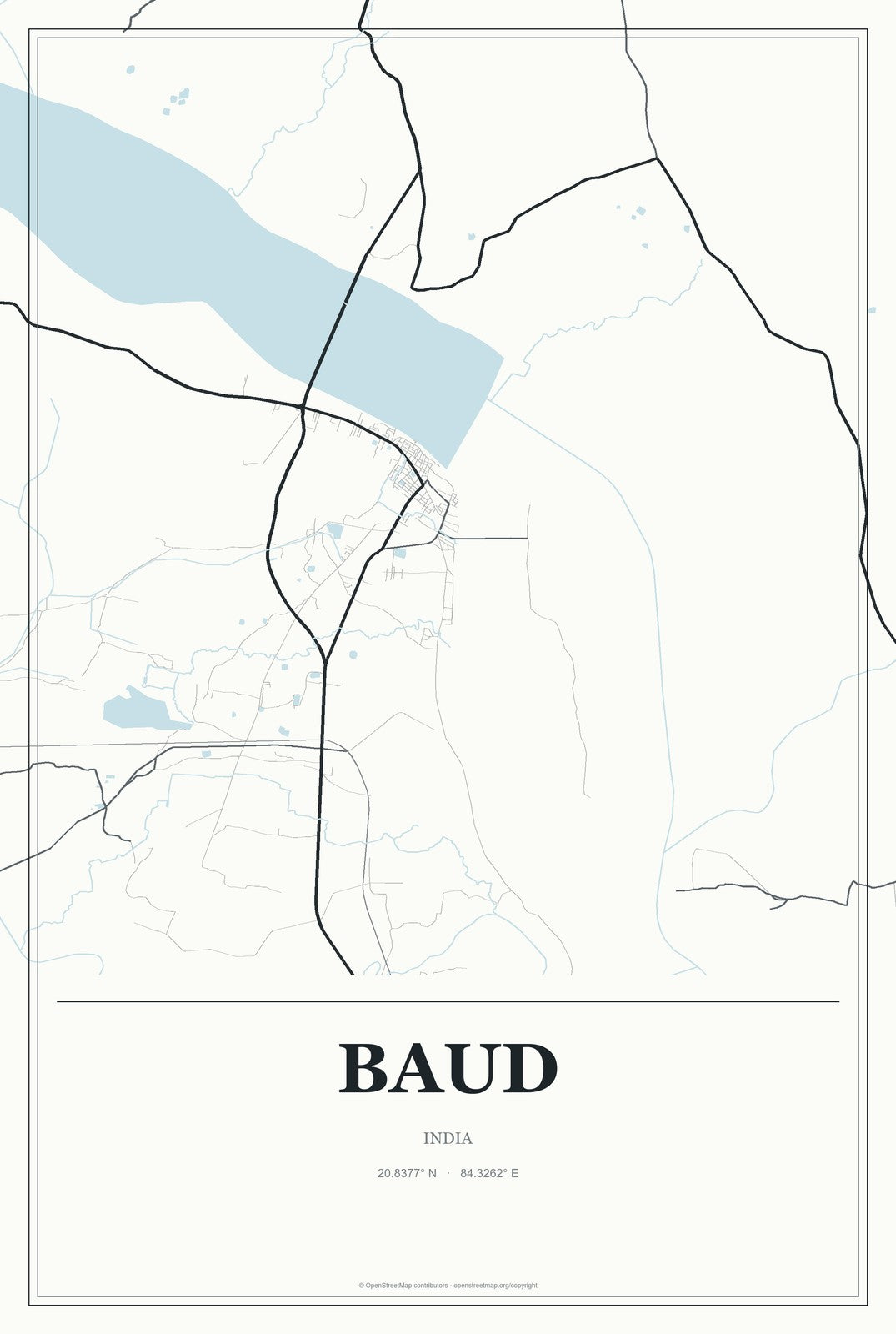 Baud, India City Map Aluminum Sign in Gallery Air style