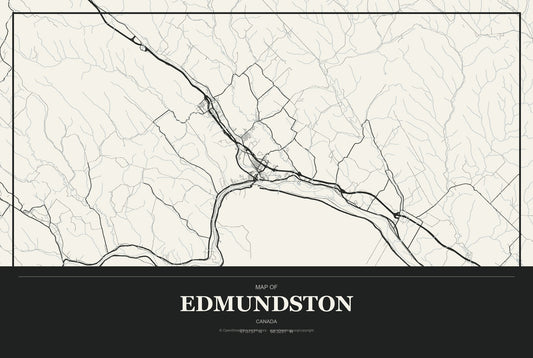 Edmundston, Canada City Map Aluminum Sign in Museum Plaque style