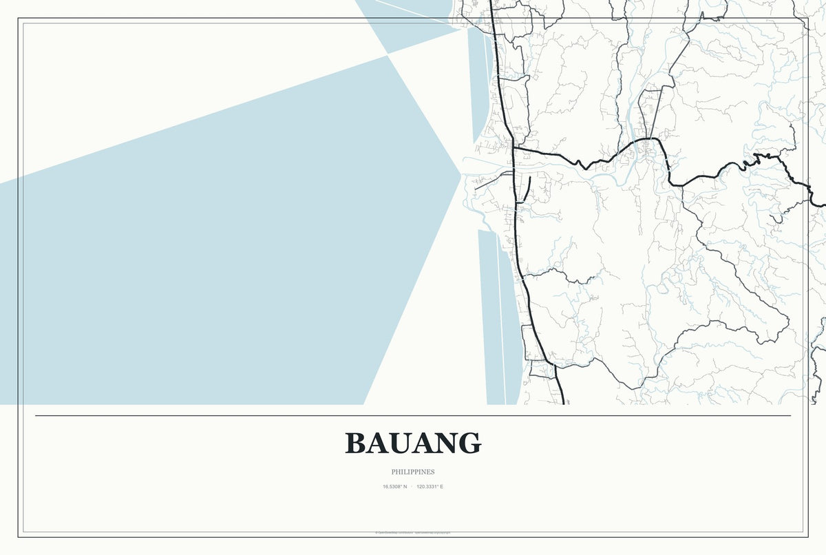 Bauang, Philippines City Map Aluminum Sign in Gallery Air style