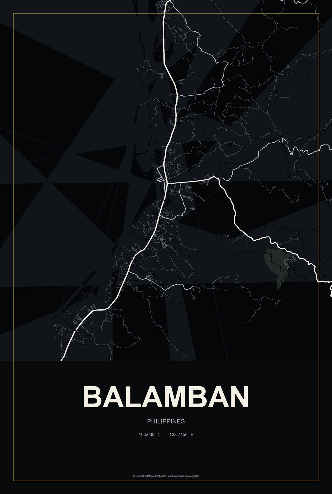 Balamban, Philippines City Map Aluminum Sign in Metropolitan Noir style