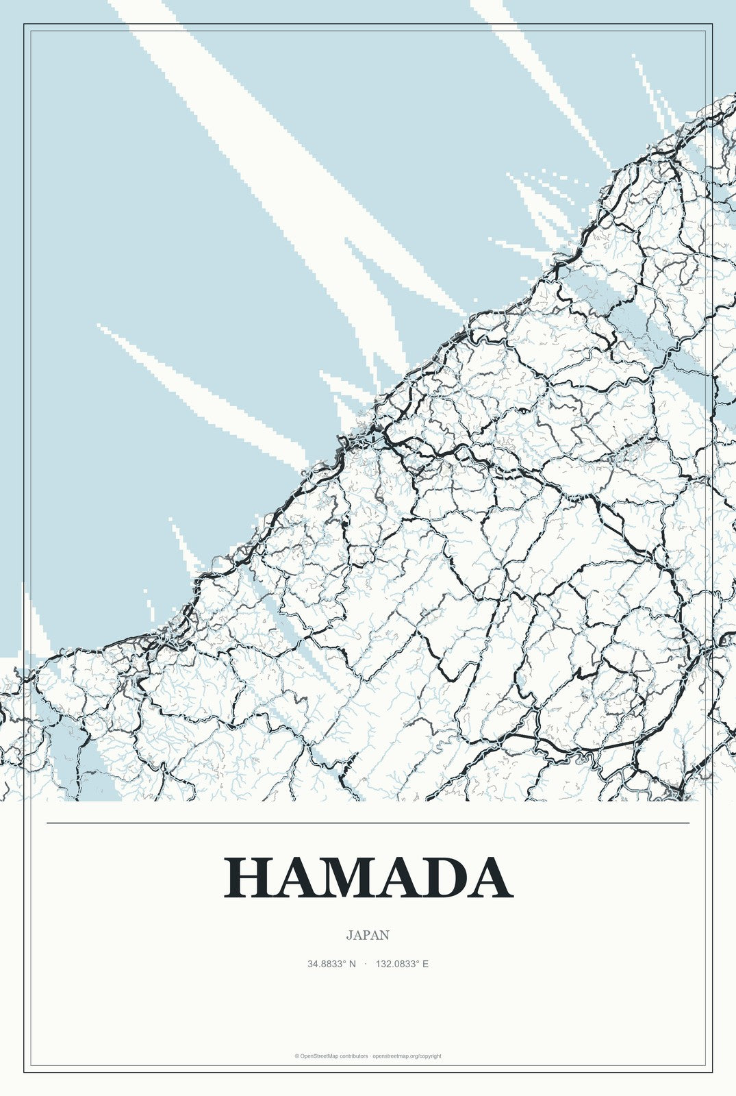 Hamada, Japan City Map Aluminum Sign in Gallery Air style