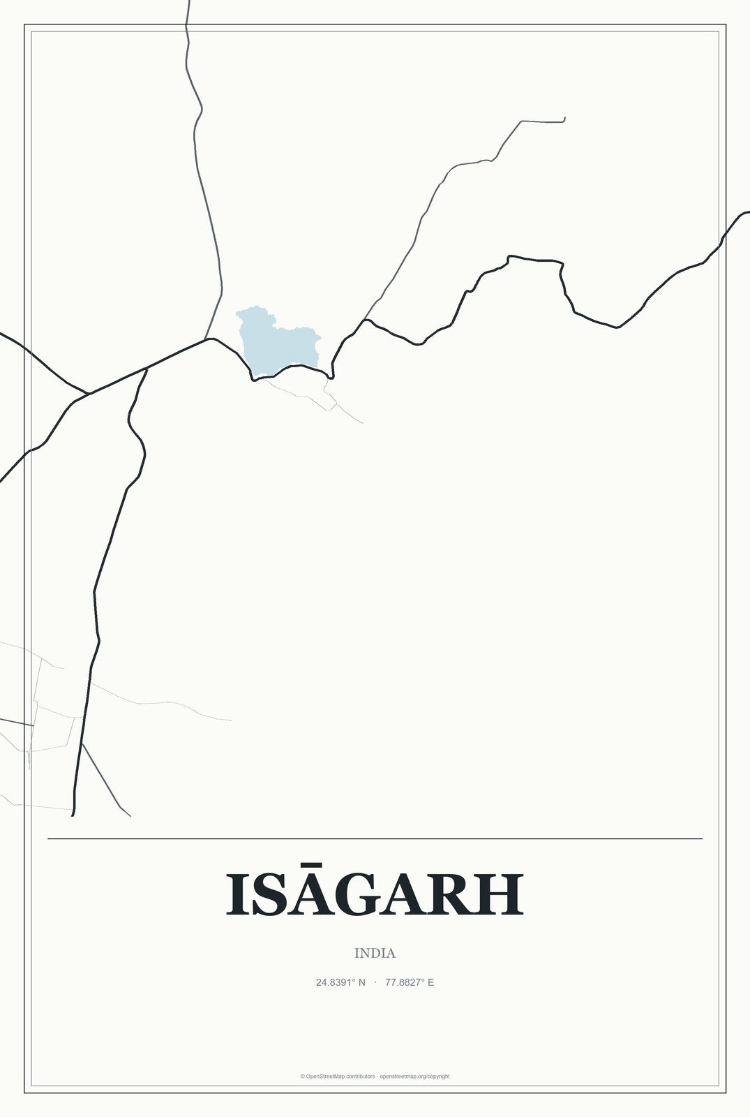 Isāgarh, India City Map Aluminum Sign in Gallery Air style