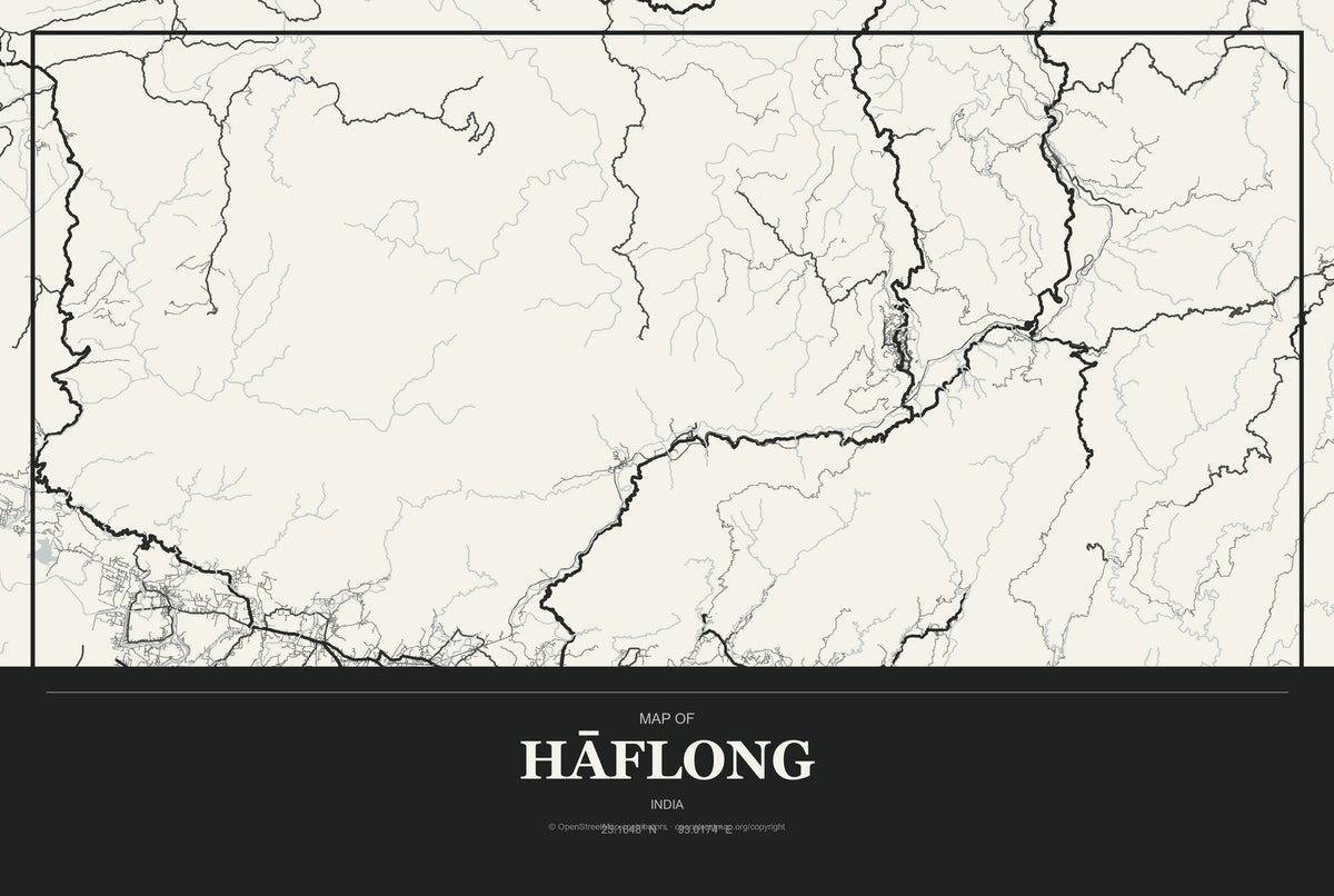 Hāflong, India City Map Aluminum Sign in Museum Plaque style